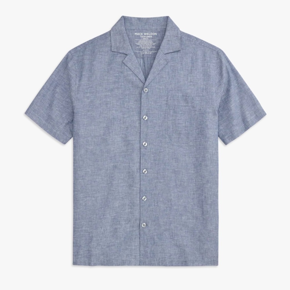 Mack Weldon Tech Linen Camp Shirt Men's Short Sleeve Shirt Wild Rapids X-Large - Picture 1 of 9
